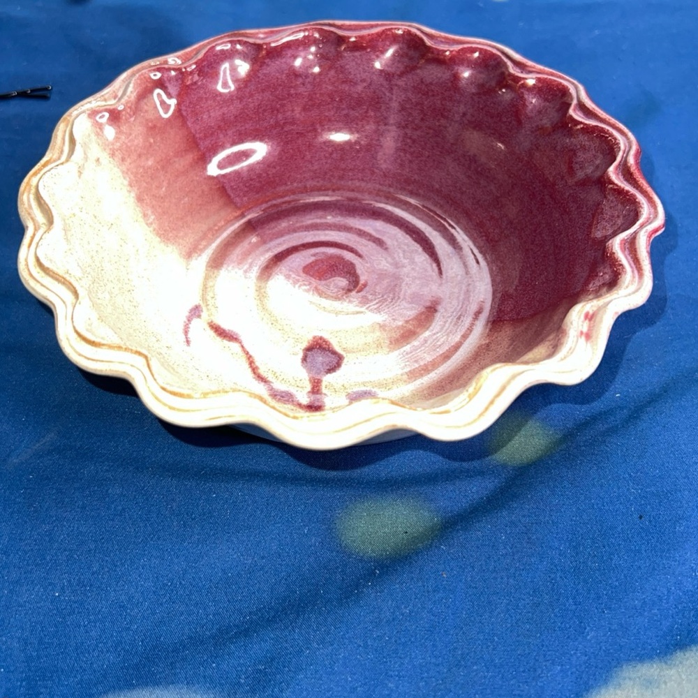 Clement clayworks red ware fluted bowl 6.75”